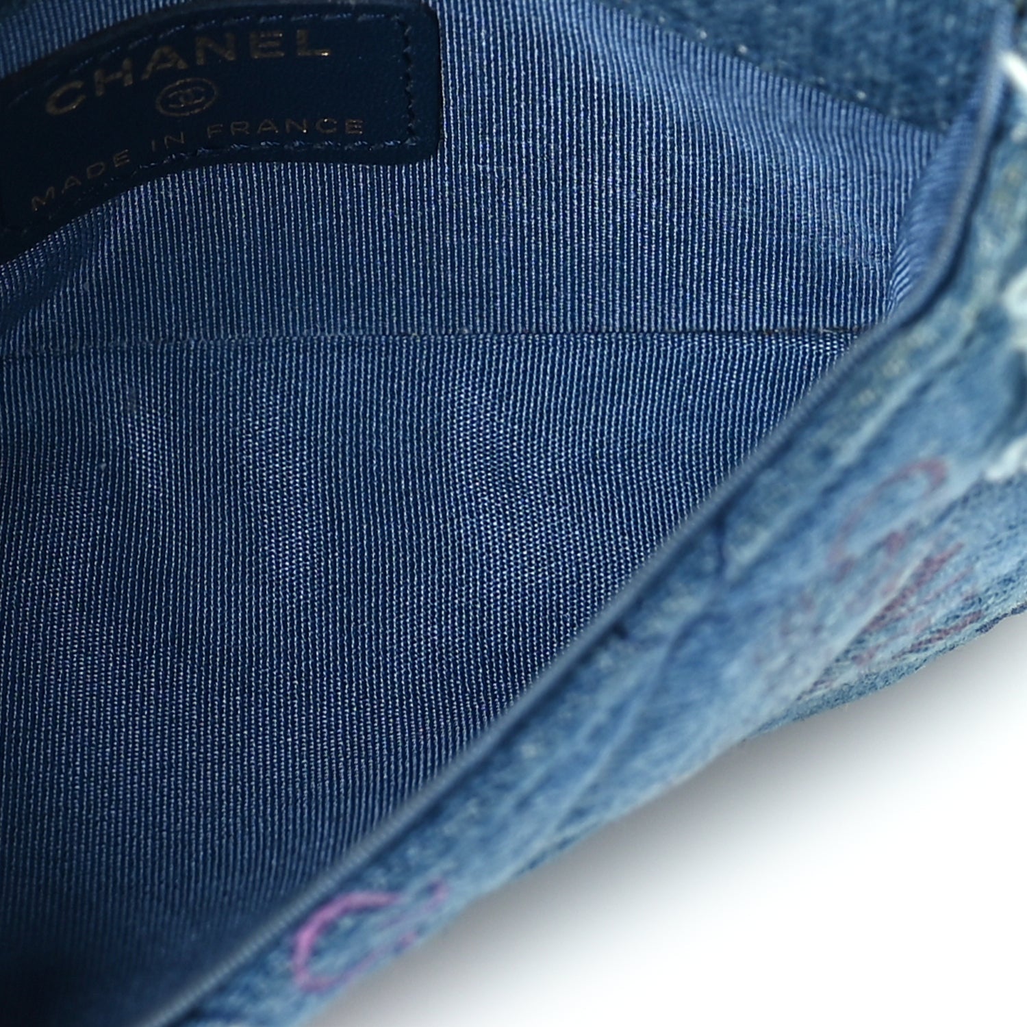 Chanel Denim Quilted Denim Mood Clutch With Chain Blue Multicolor 4 of 9