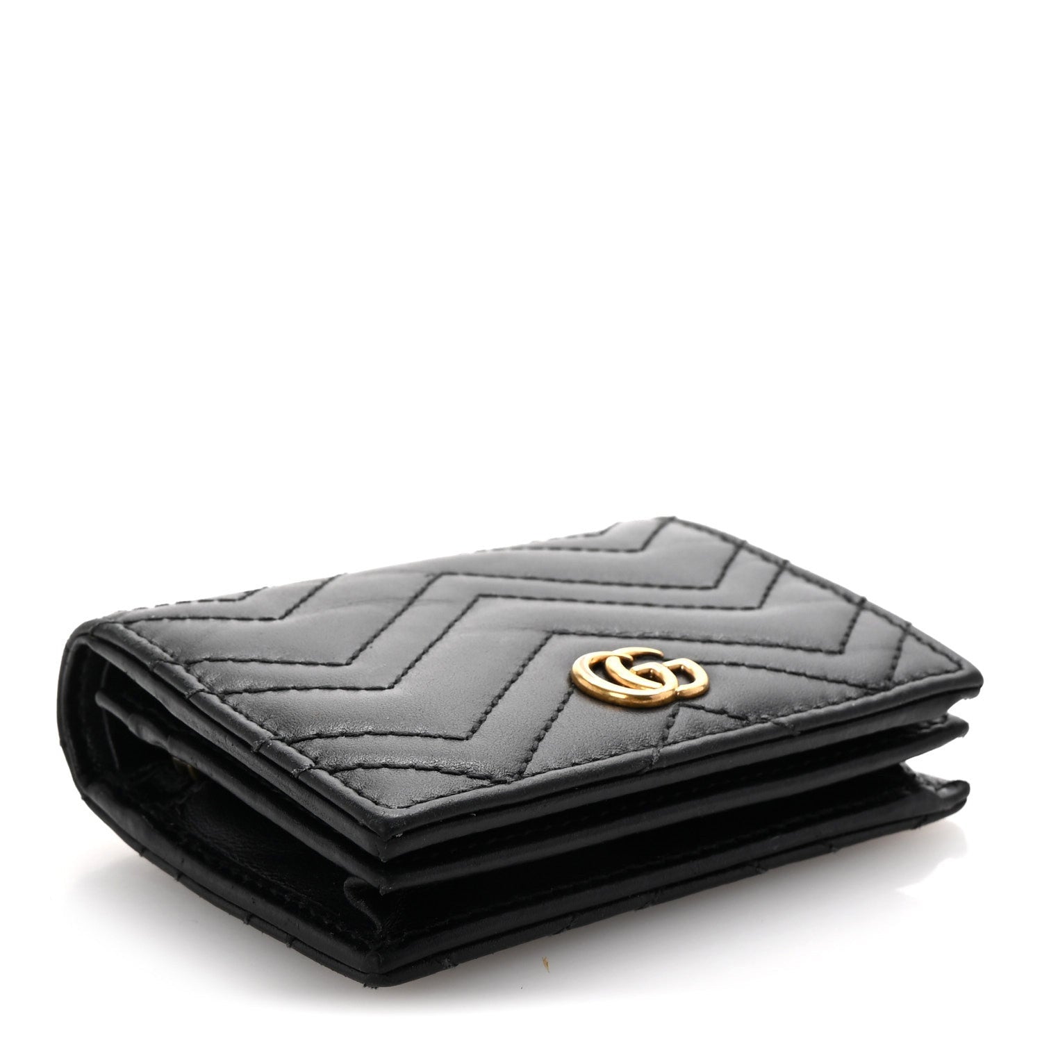 Gucci Calfskin Matelasse GG Marmont Card Case Wallet Black 4 of 7