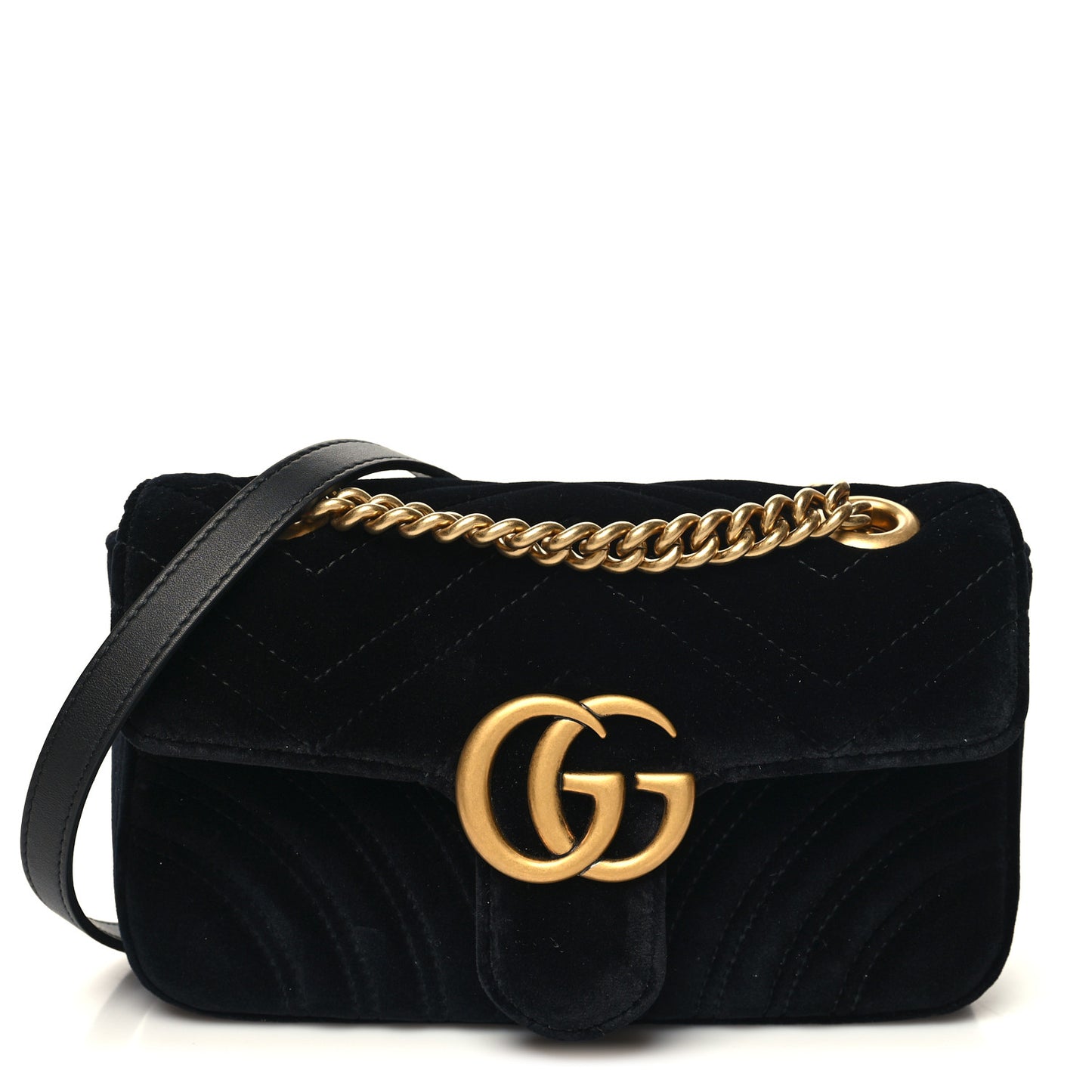 Velvet Matelasse Mini GG Marmont Shoulder Bag Black