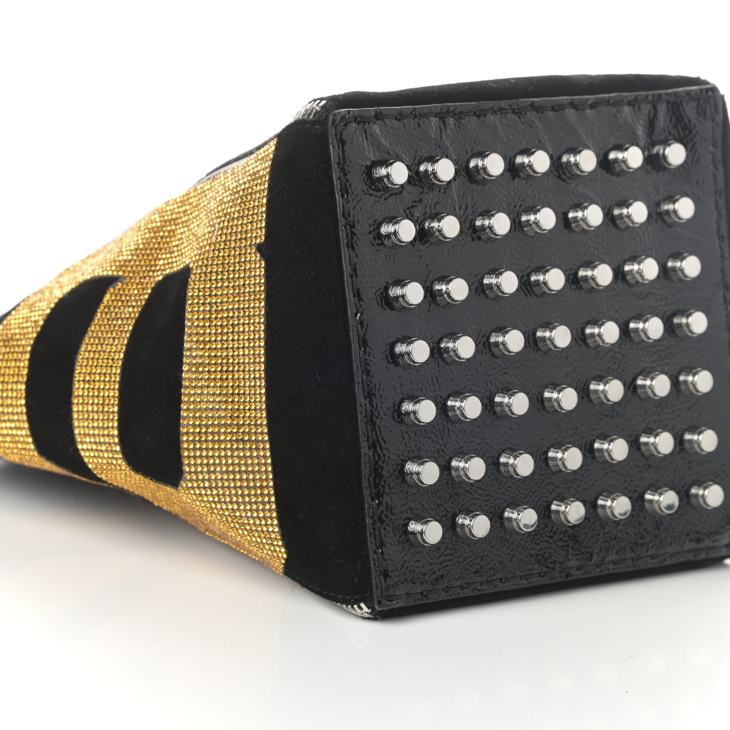 Suede Crystal Embellished Logo Roxy Tote Black