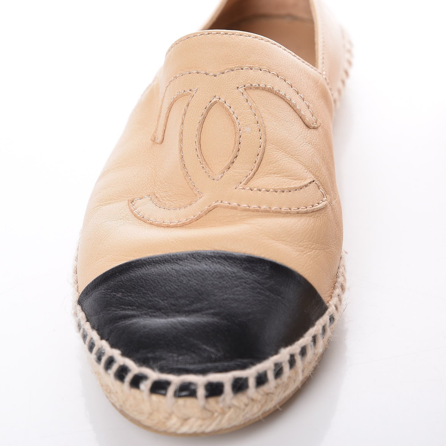 Chanel Lambskin CC Espadrilles 36 Beige Black 12 of 14