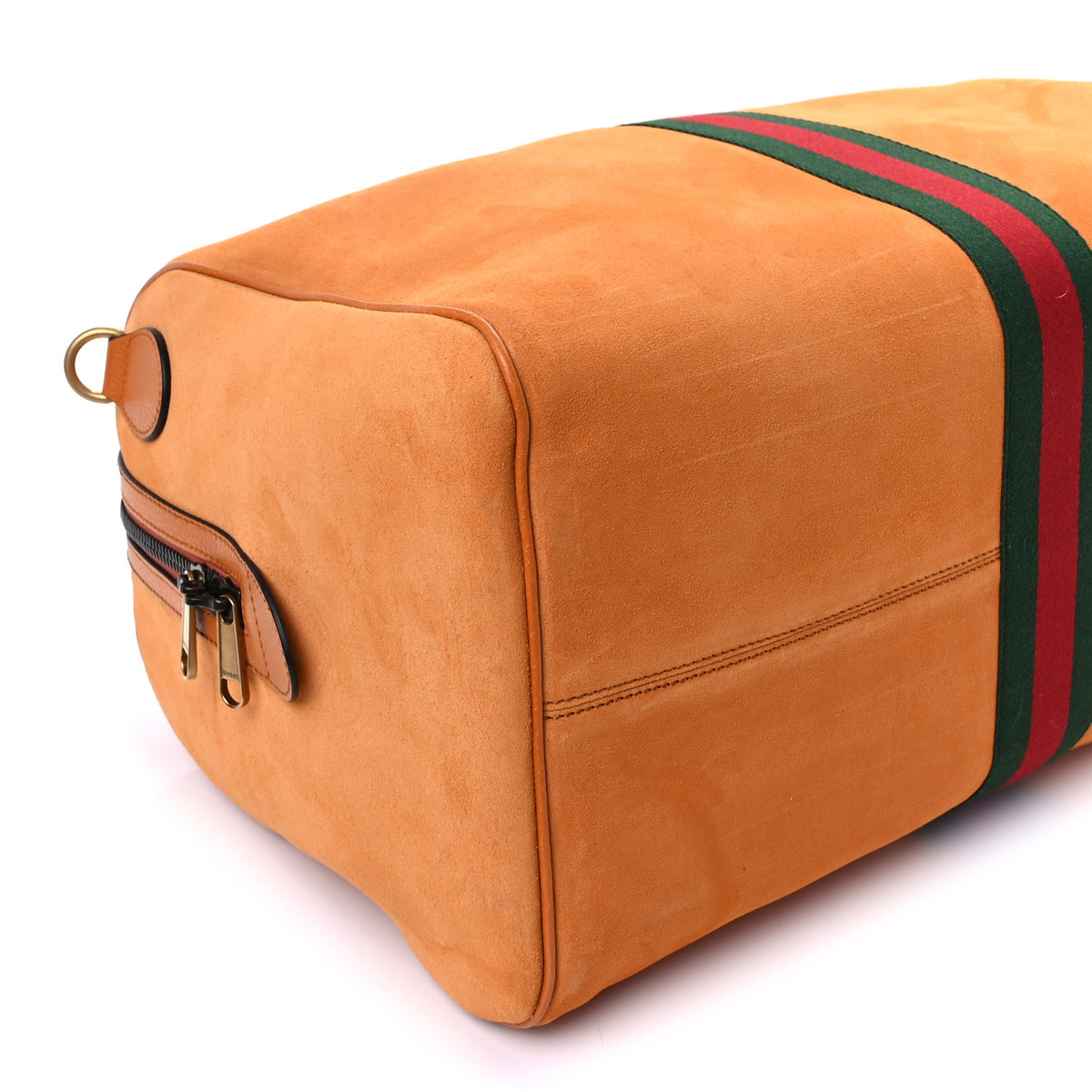 Gucci Suede Calfskin Web Medium Savoy Duffle Bag Orange 7 of 8