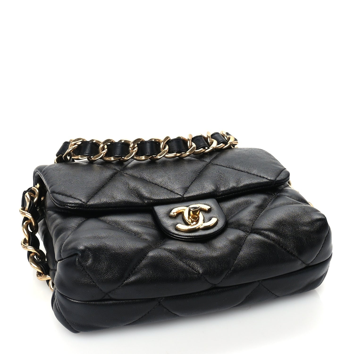 Chanel Lambskin Quilted Small Chain Top Handle Flap  Black 3 of 9