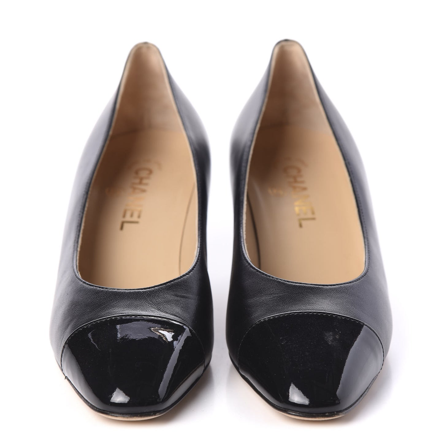Lambskin Patent CC Cap Toe Pumps 39 Black
