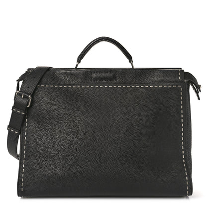 Fendi Cuoio Romano Selleria Metal Stitch Large Mens Peekaboo Iconic Essential Satchel Black 1 of 9