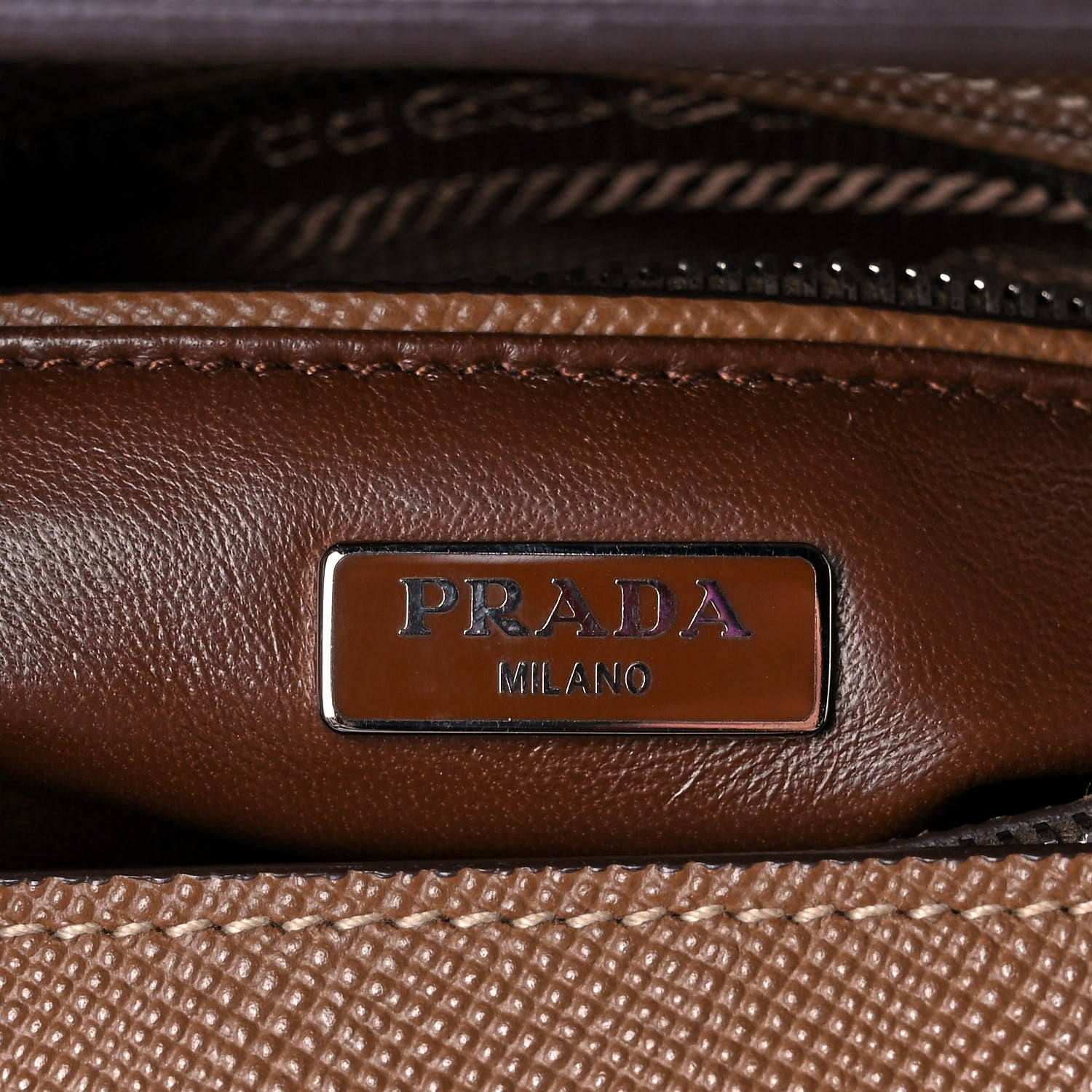 Prada Saffiano Cuir Small Twin Tote Cannella Cocco 6 of 14
