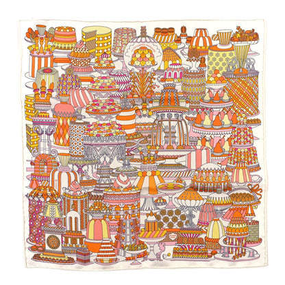 Hermes Silk La Patisserie Francaise Scarf 45 White Orange Jaune 1 of 3