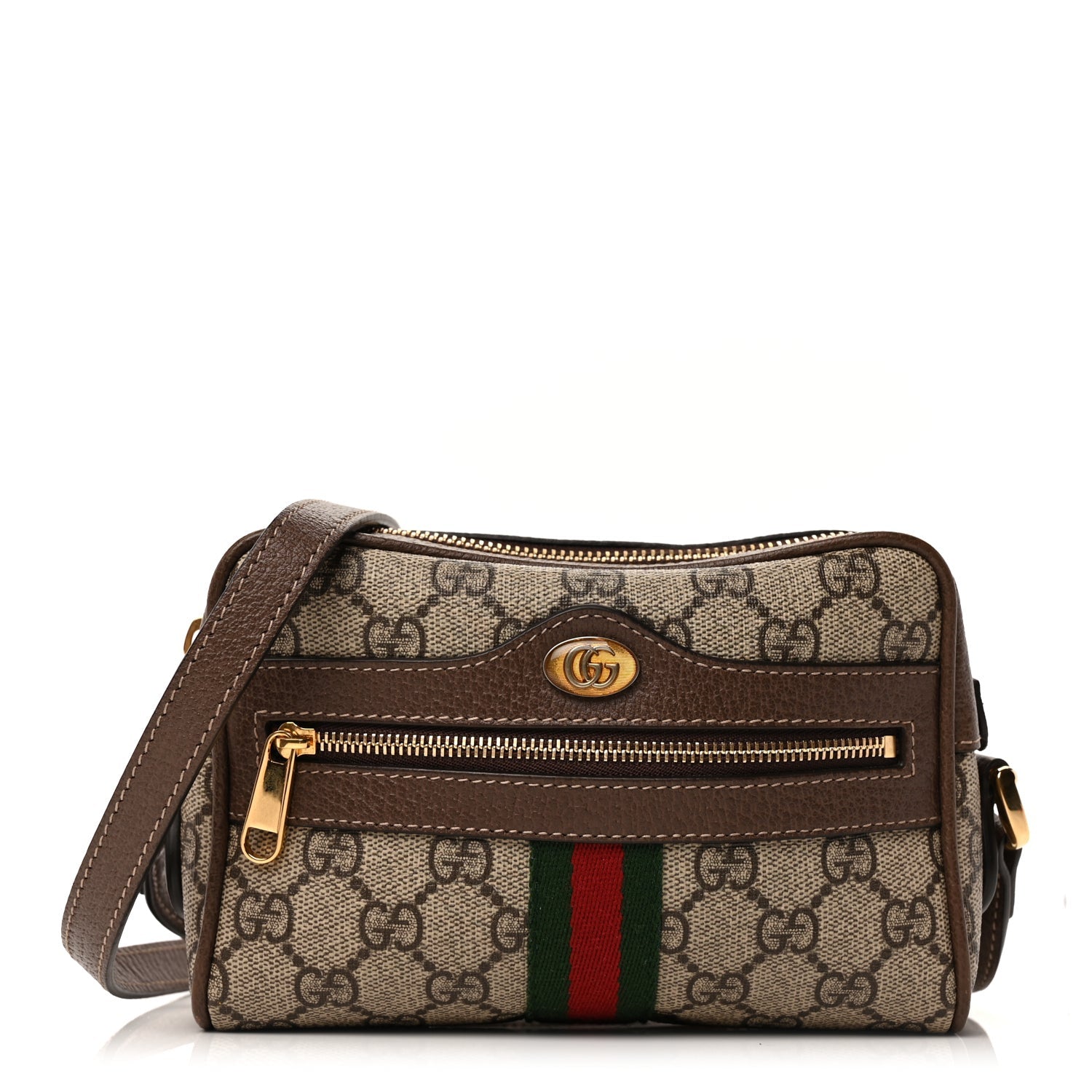 Gucci GG Supreme Monogram Web Mini Ophidia Shoulder Bag  Brown 2 of 9