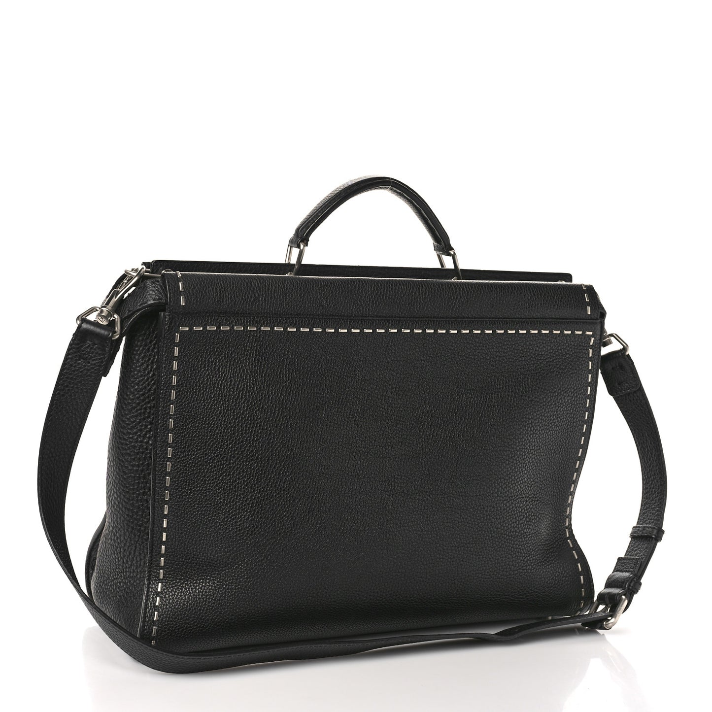 Cuoio Romano Selleria Metal Stitch Large Mens Peekaboo Iconic Essential Satchel Black