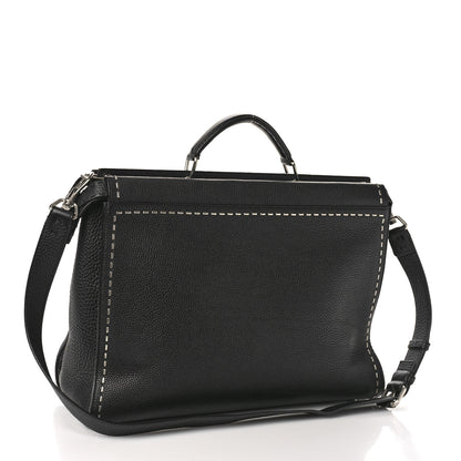 Fendi Cuoio Romano Selleria Metal Stitch Large Mens Peekaboo Iconic Essential Satchel Black 3 of 9