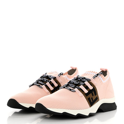 Fendi Stretch Knit Jacquard FF Lace-Up Sock Sneakers 38.5 Pink 3 of 8