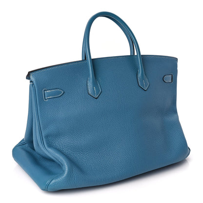Hermes Togo Birkin 40 Blue Jean 2 of 9