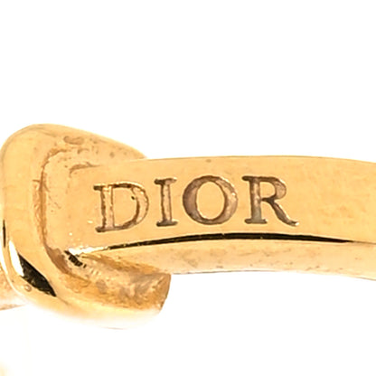 Christian Dior Crystal Chain Hoop Earrings Gold 4 of 4