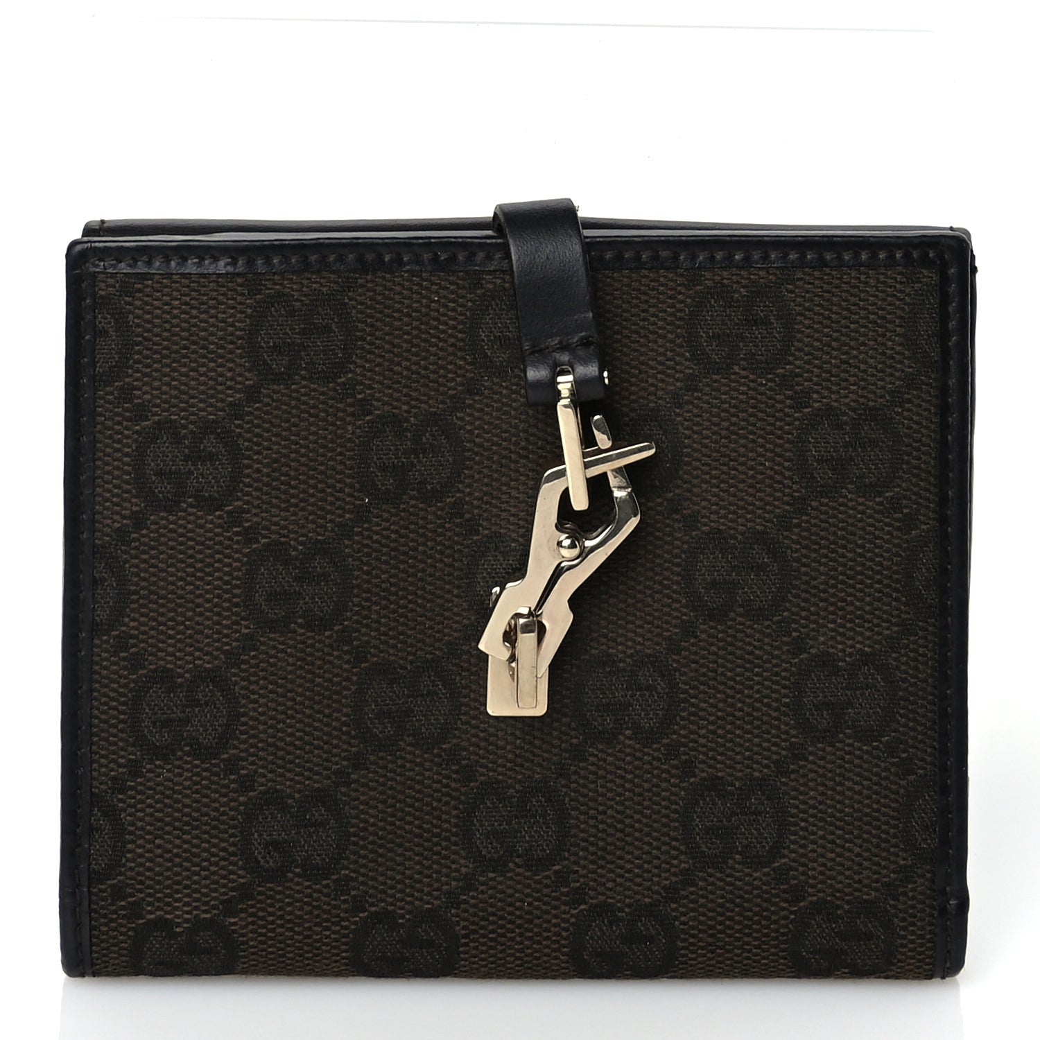 Gucci Monogram Piston Lock Compact Wallet Dark Brown 3 of 8