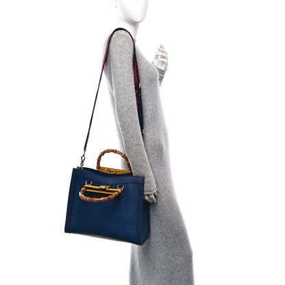 Gucci Textured Dollar Calfskin Web Medium Diana Tote Bag Royal Crop 2 of 7