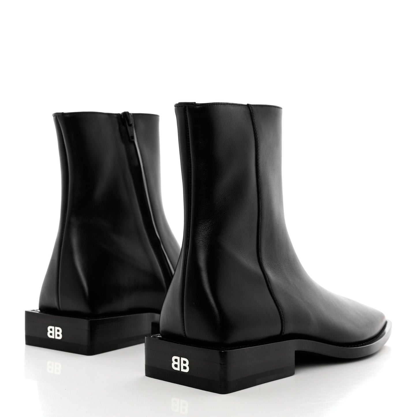 Calfskin Soft Rim Ankle Booties 40 Black
