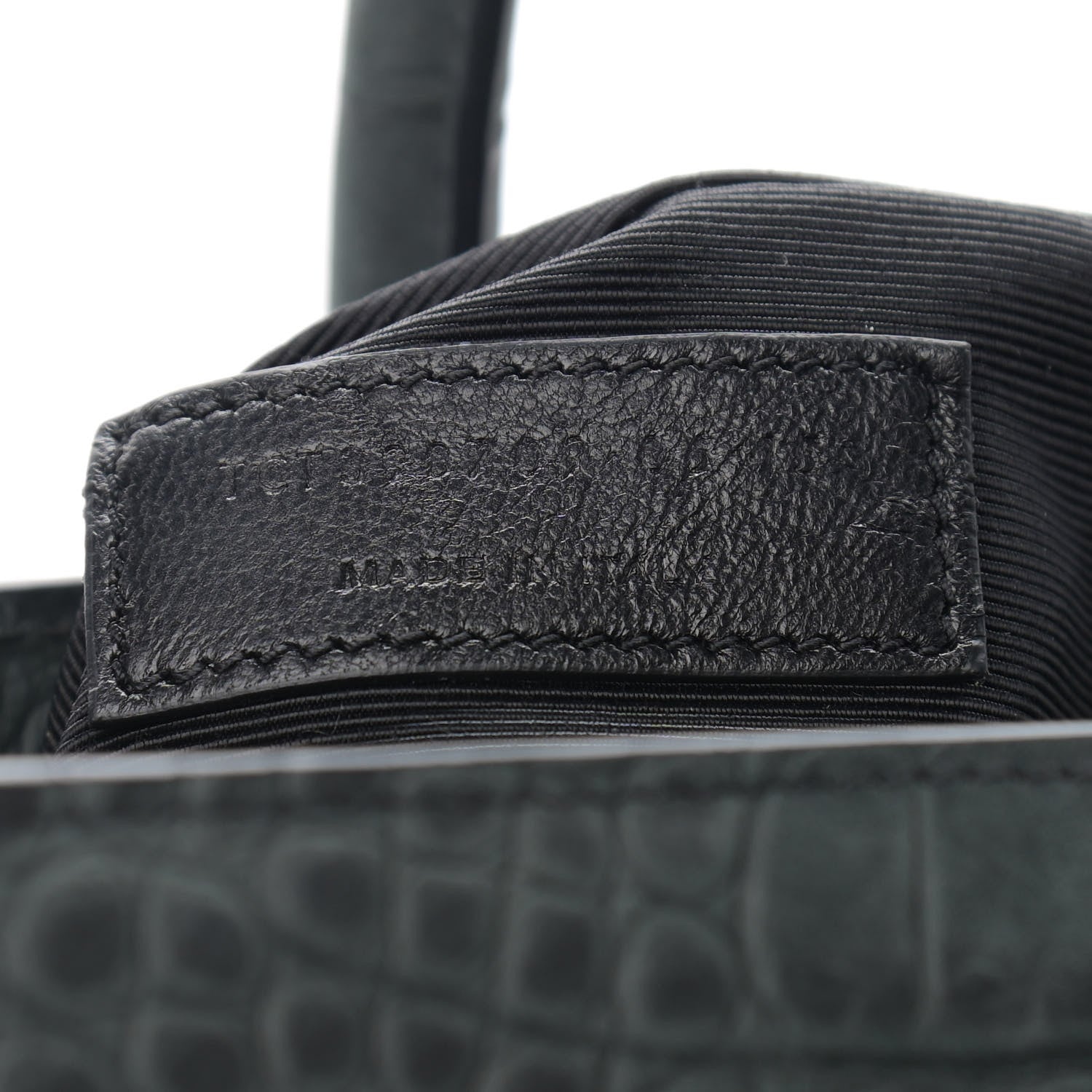 Saint Laurent Calfskin Crocodile Embossed Small Sac de Jour Black 6 of 11
