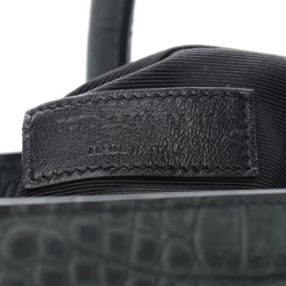 Saint Laurent Calfskin Crocodile Embossed Small Sac de Jour Black 6 of 11