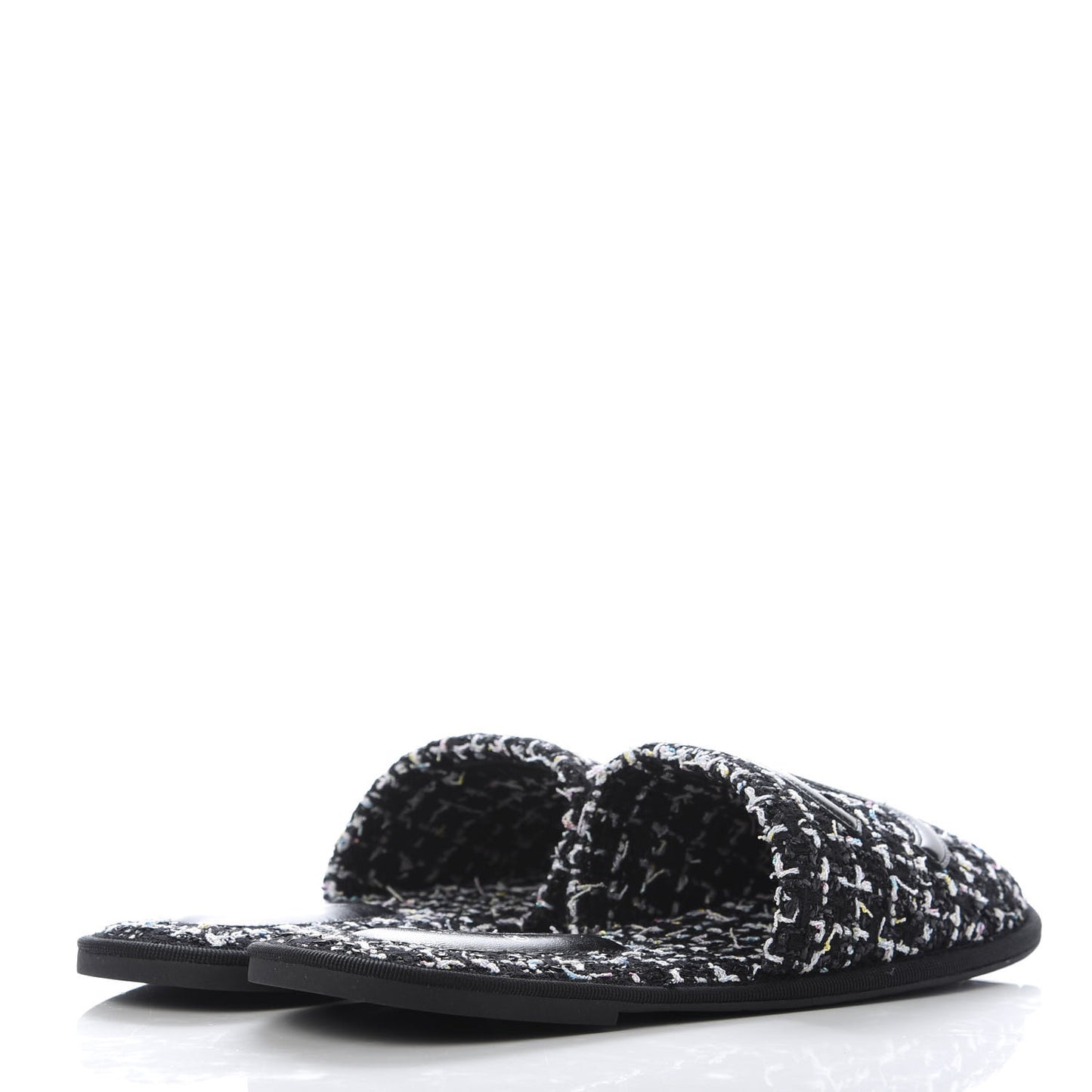 Tweed CC Flat Mules S Black