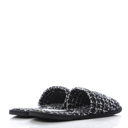 Chanel Tweed CC Flat Mules S Black 4 of 10