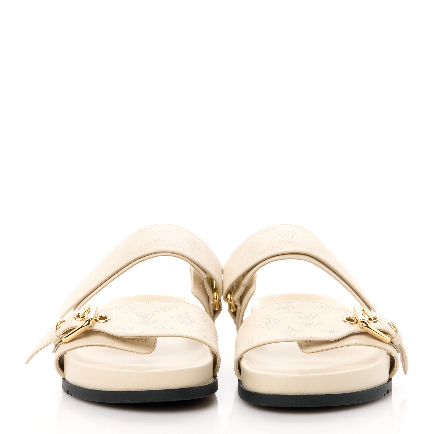 Louis Vuitton Mahina Bom Dia Flat Mule Sandals 38 Beige Clair 2 of 10