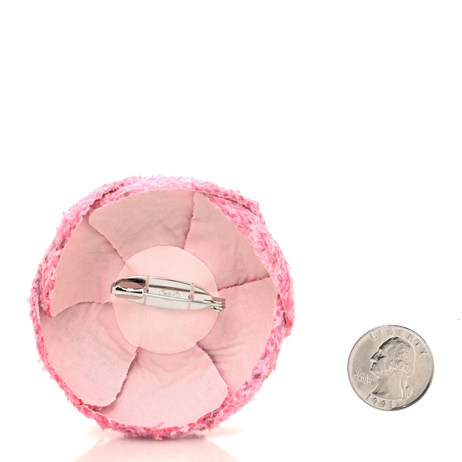 Chanel Tweed Camellia Brooch Pink 2 of 4