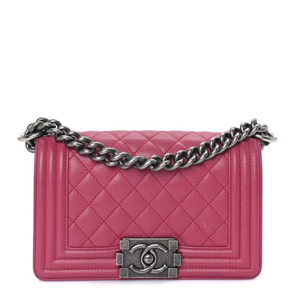 Chanel Lambskin Quilted Small Boy Flap  Dark Pink 1 of 9