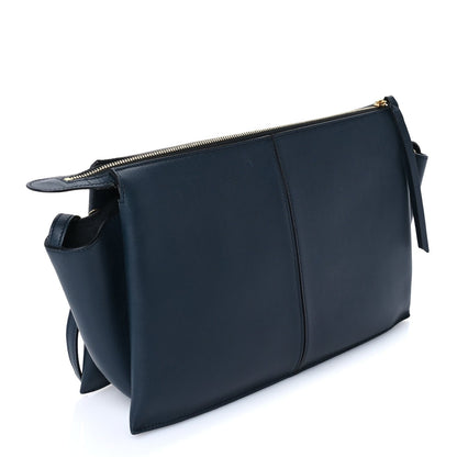 Celine Smooth Calfskin Tri-Fold Clutch on Chain Dark Sea 2 of 8