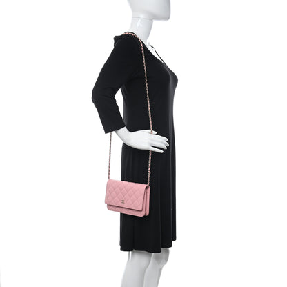 Chanel Caviar Quilted Wallet on Chain WOC Light Pink 2 of 10