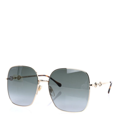Gucci Metal Horsebit Square Sunglasses GG0879S Gold 1 of 7