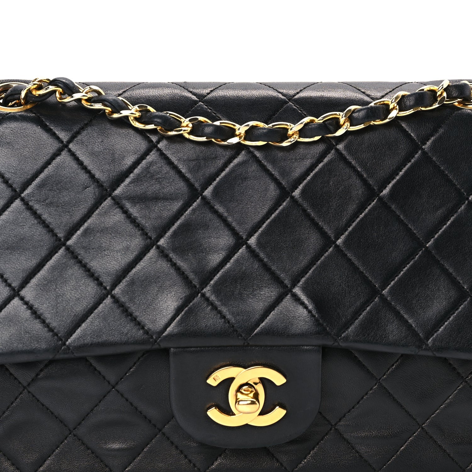 Chanel Lambskin Quilted Medium Double Flap Black 7 of 9