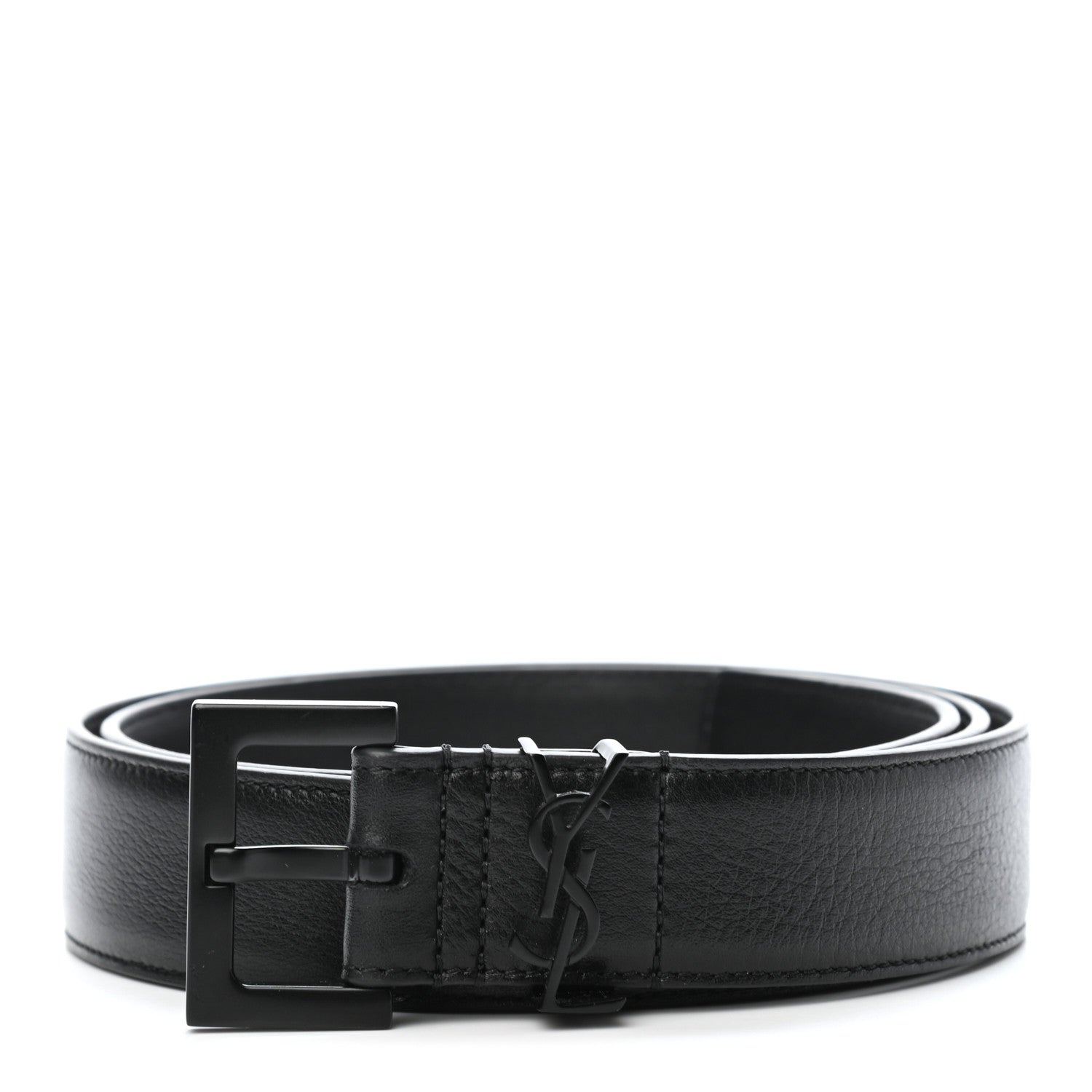Saint Laurent Monogram Square Buckle Belt 85 34 Black 1 of 4