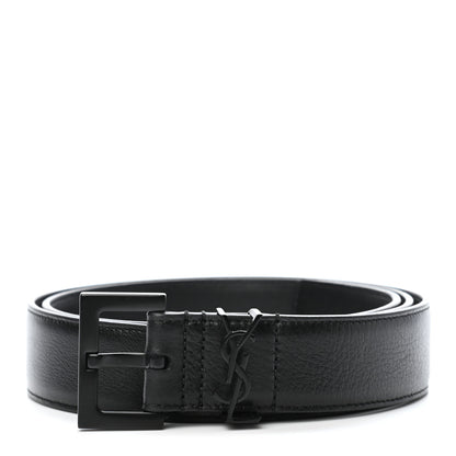 Saint Laurent Monogram Square Buckle Belt 85 34 Black 1 of 4