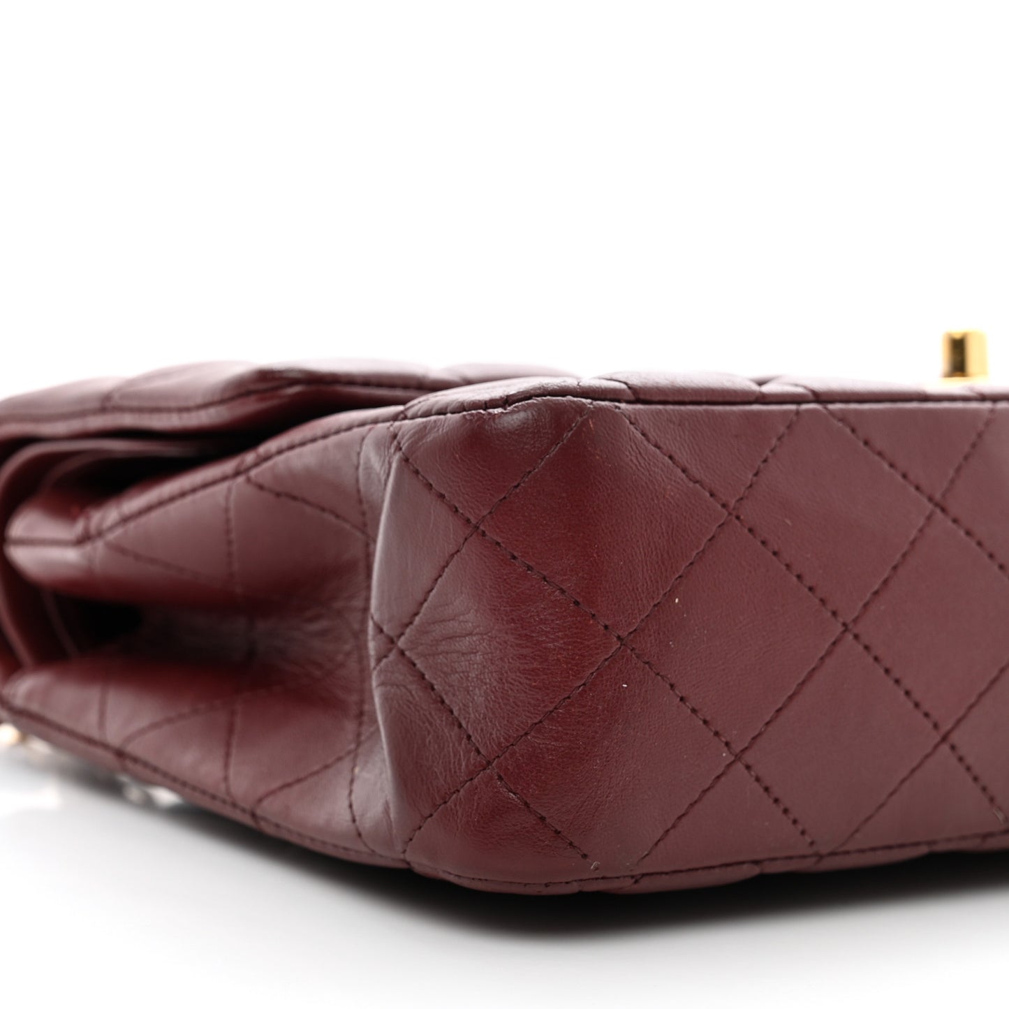 Lambskin Quilted Medium Double Flap Burgundy