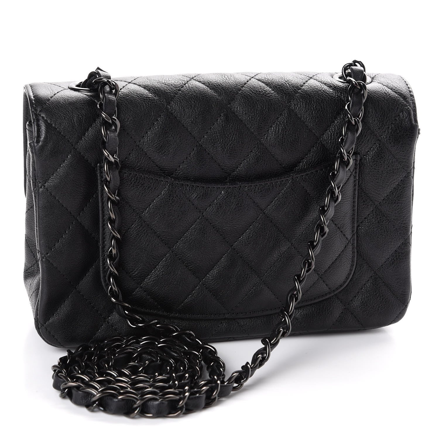 Chanel Crumpled Calfskin Quilted Mini Rectangular Flap So Black 2 of 10