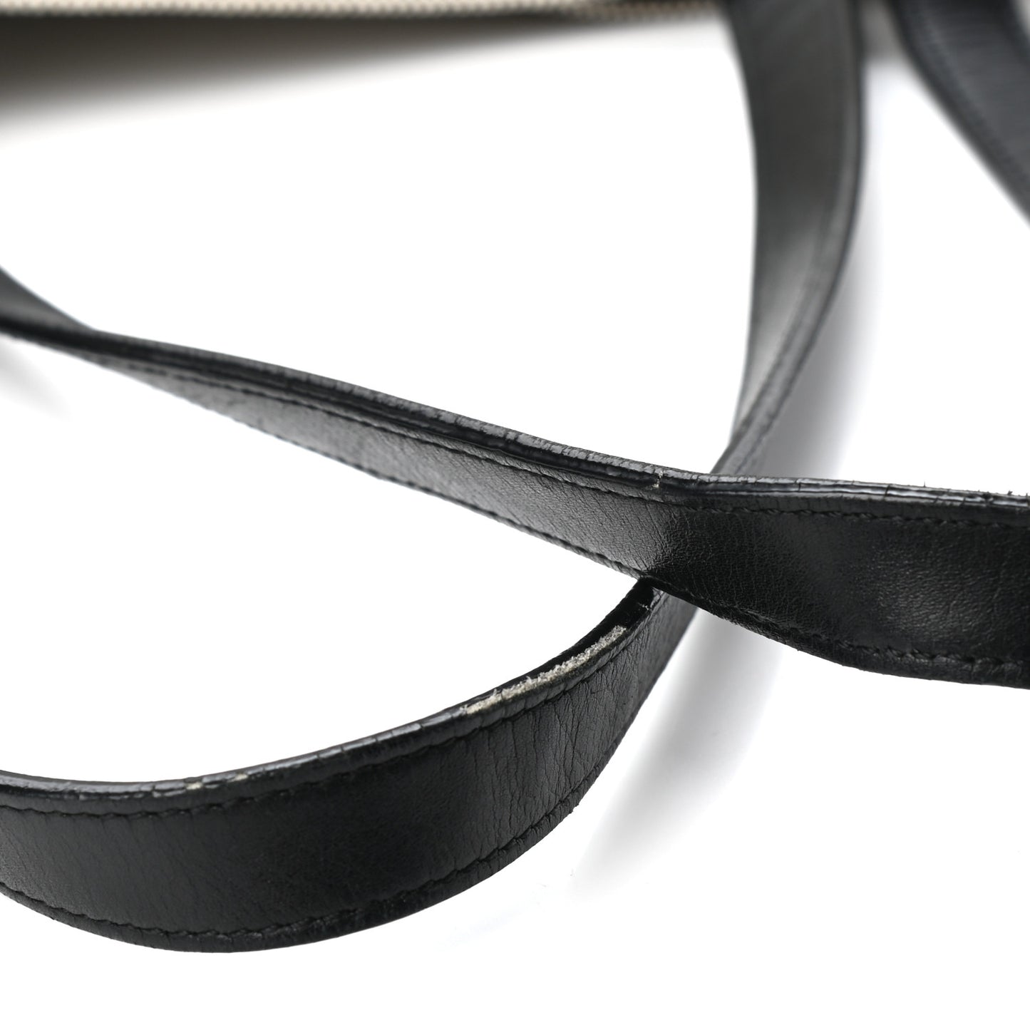 Textured Canvas Small Belt Cabas Phantom Black White