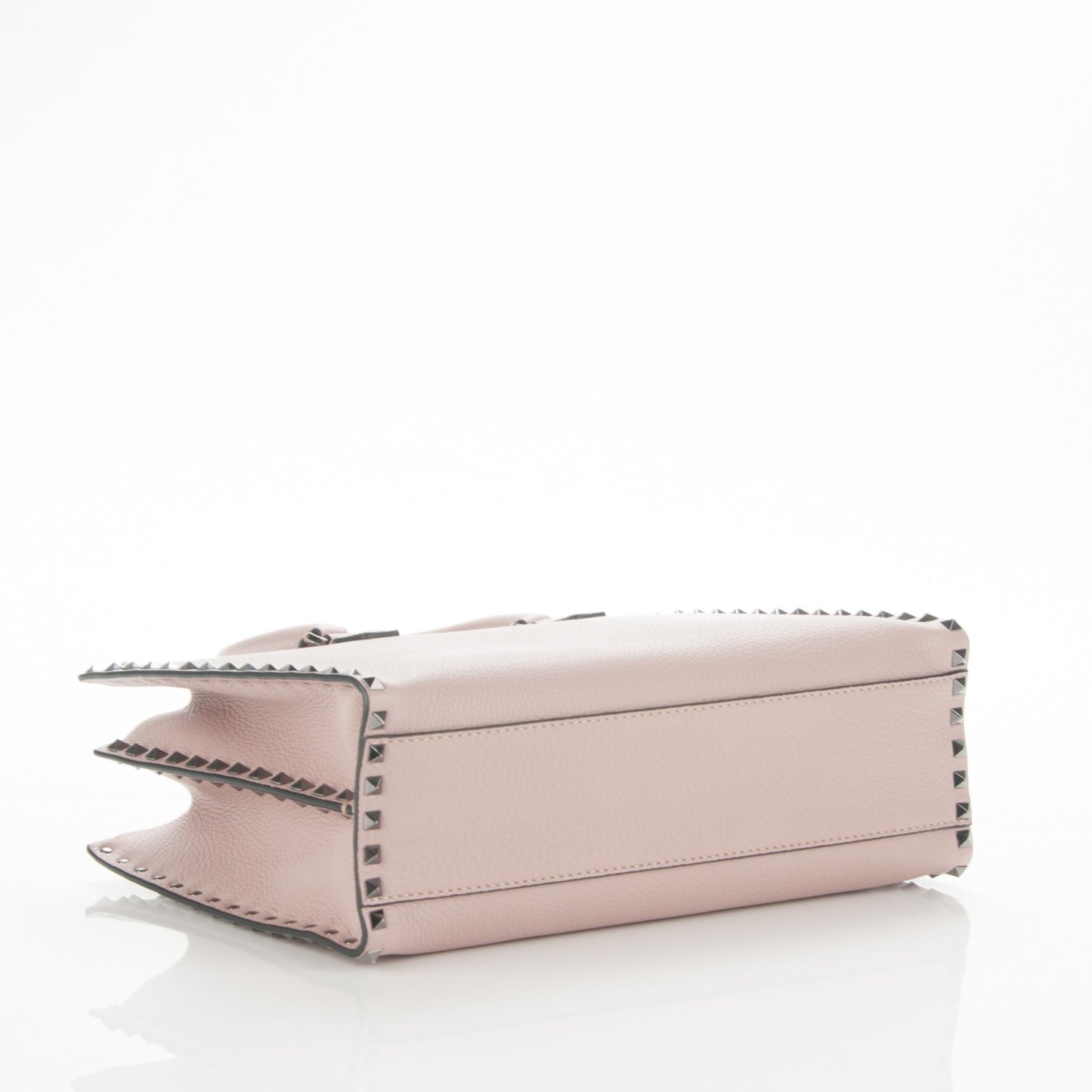 Grained Calfskin Medium Rockstud Double Handle Horizontal Tote Poudre
