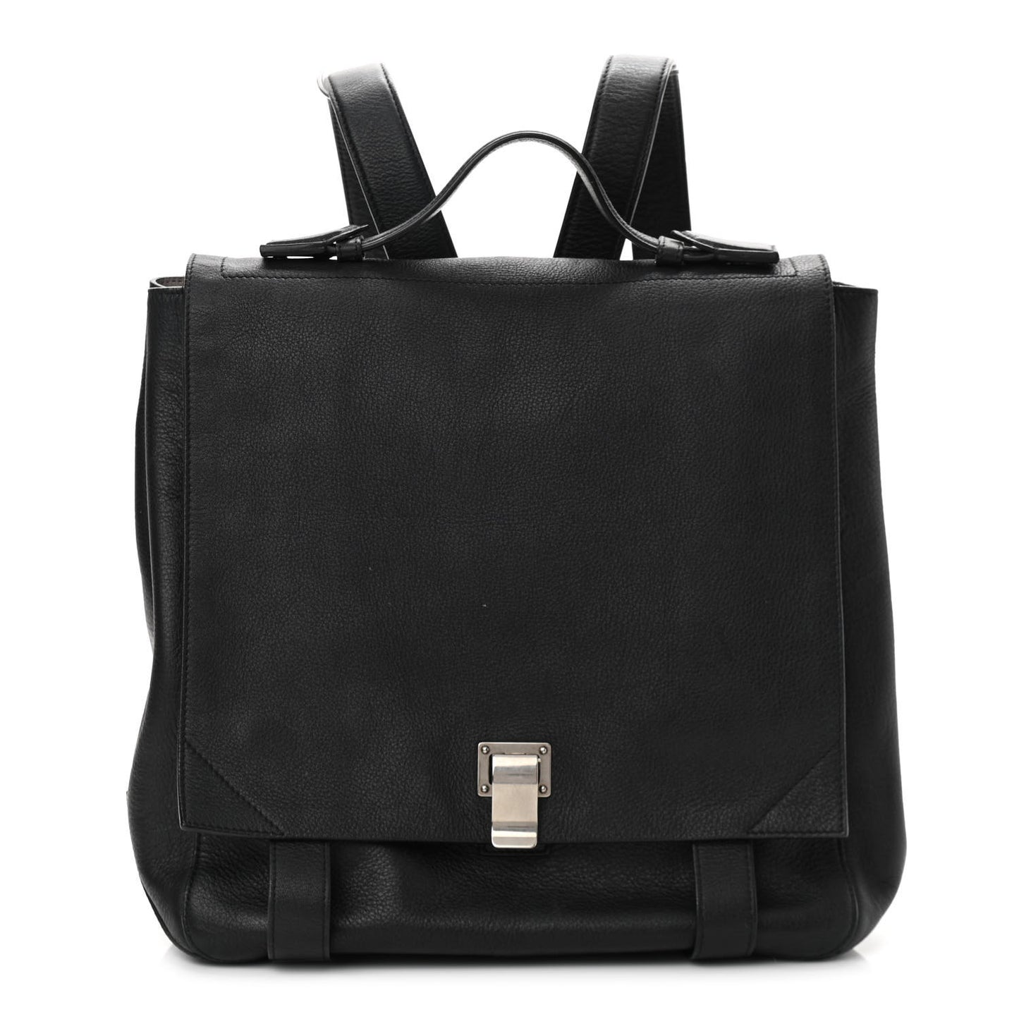 Pebbled Calfskin Large PS Courier Backpack Black