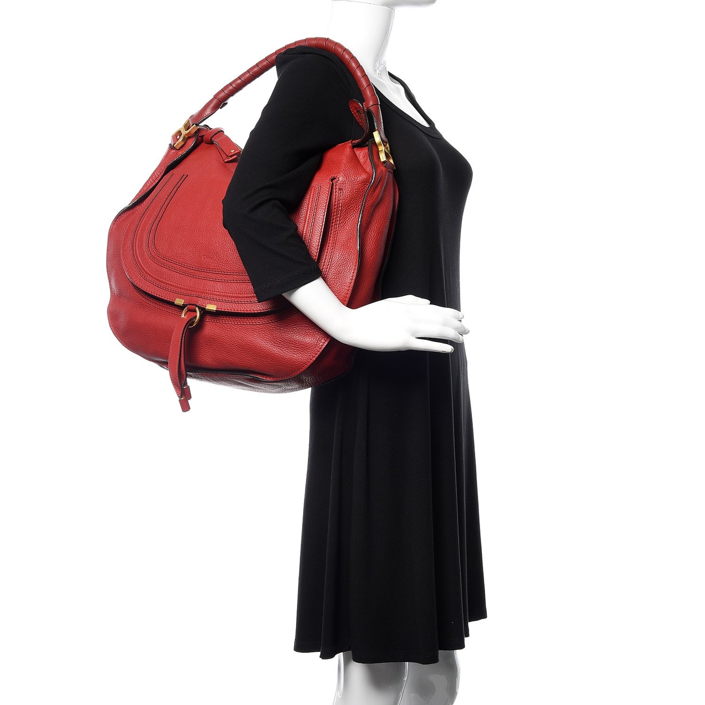 Calfskin Large Marcie Hobo Garnet