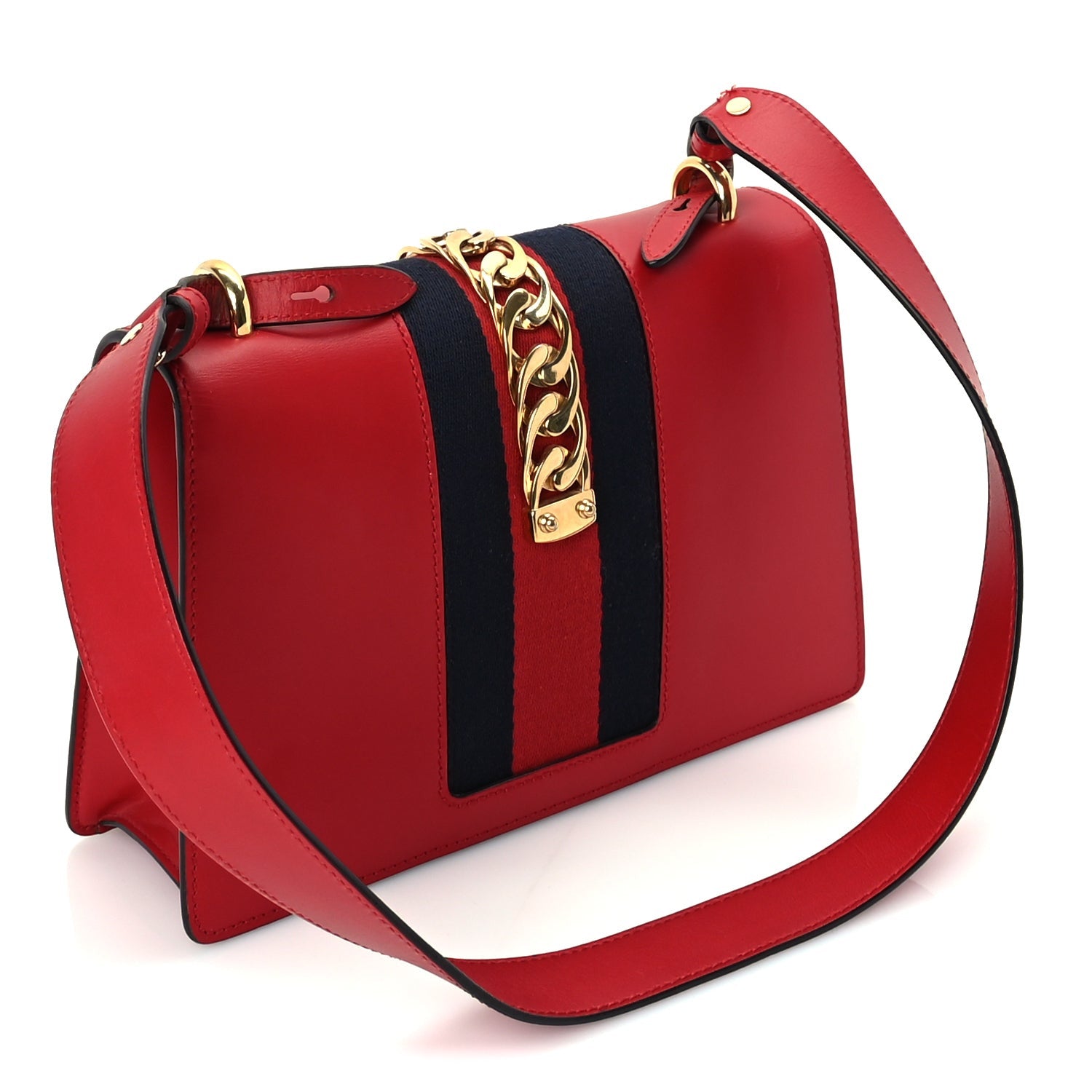 Gucci Calfskin Small Sylvie Shoulder Bag  Hibiscus Red 2 of 8