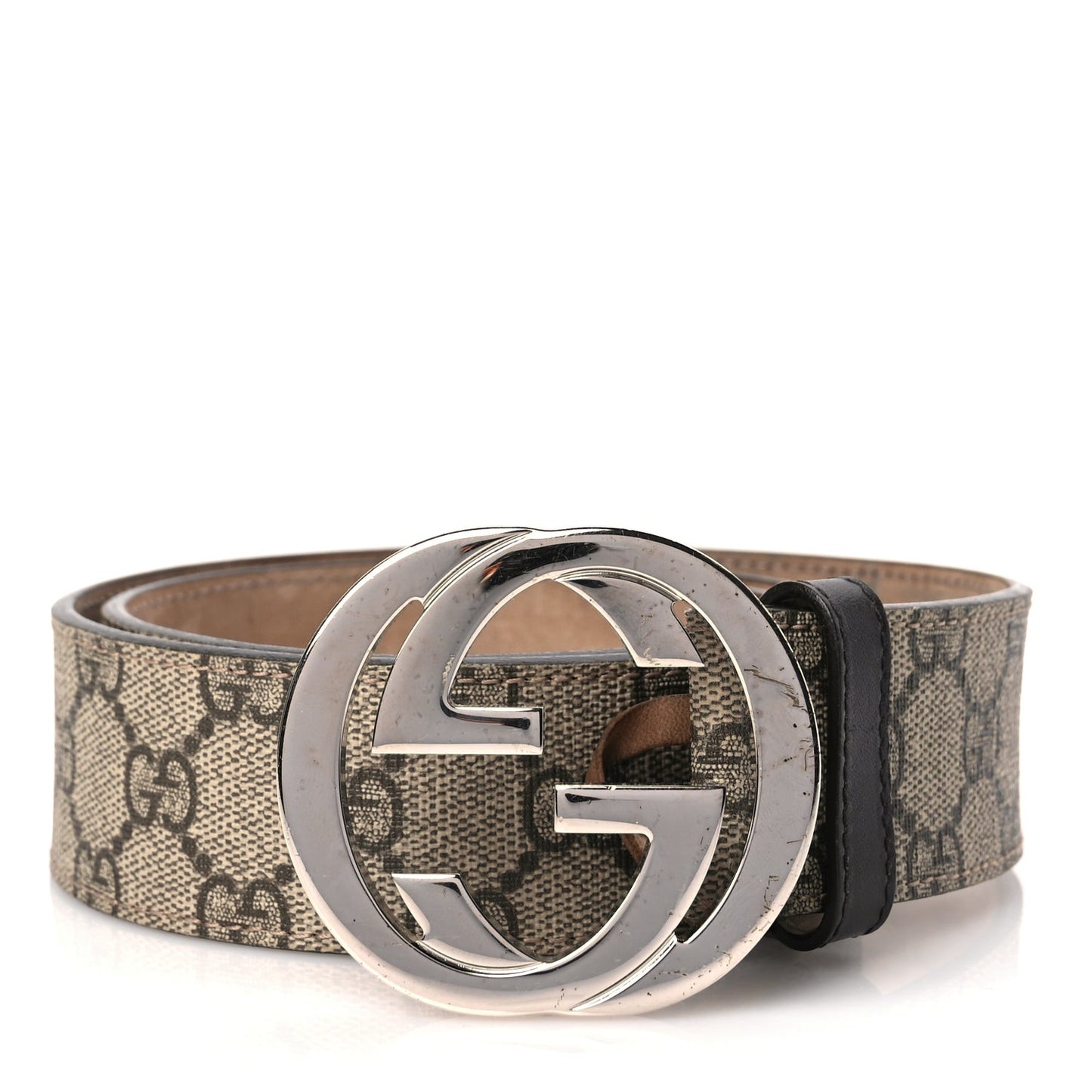 GG Supreme Monogram Selleria Calfskin Interlocking G 40mm Belt 75 30 Beige Ebony Cocoa