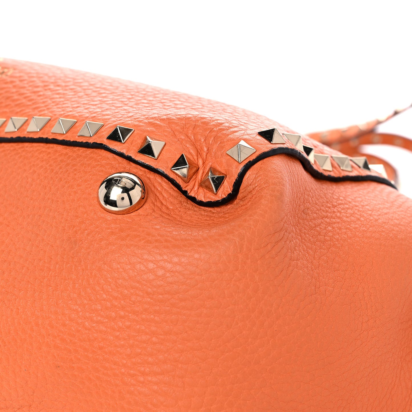 Pebbled Calfskin Medium Rockstud Tote Melon Sorbet
