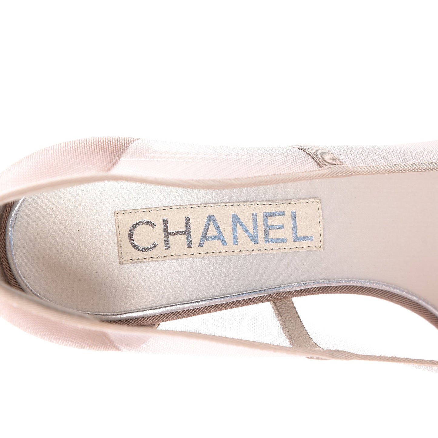 Mesh Grosgrain Camellia Pumps 38.5 Pink Beige