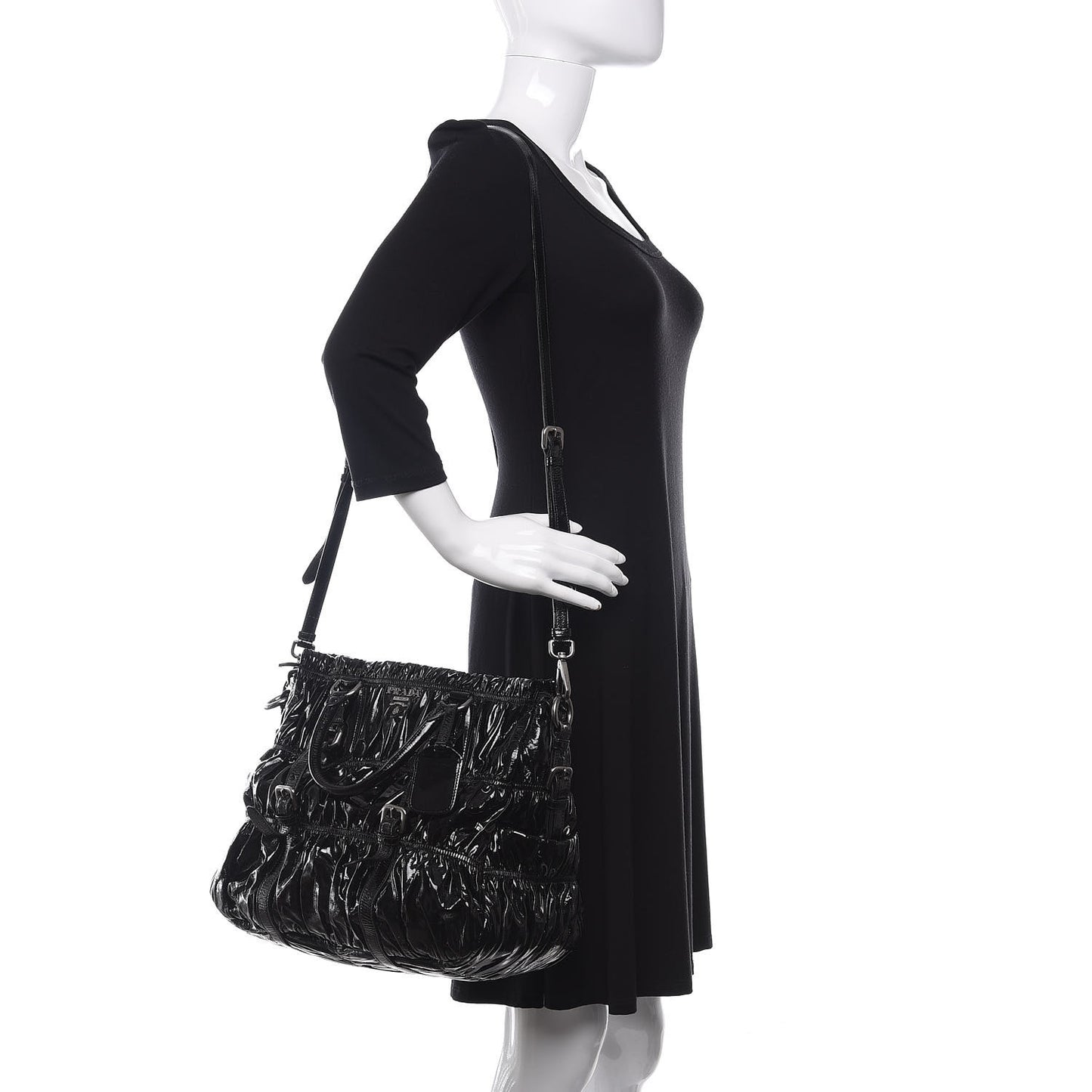 Vernice Gaufre Tote Black