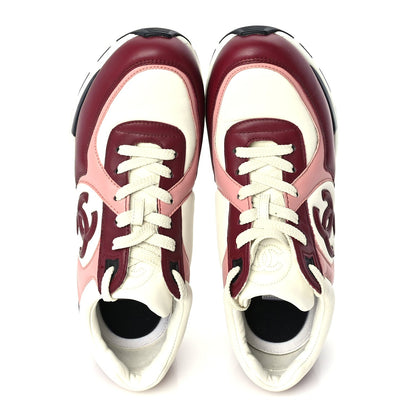 Chanel Calfskin CC Sneakers 39.5  Light Burgundy White Pink 6 of 8