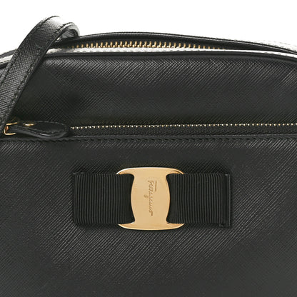 Salvatore Ferragamo Hammered Calfskin Lydia Bow Camera Bag Black 7 of 10