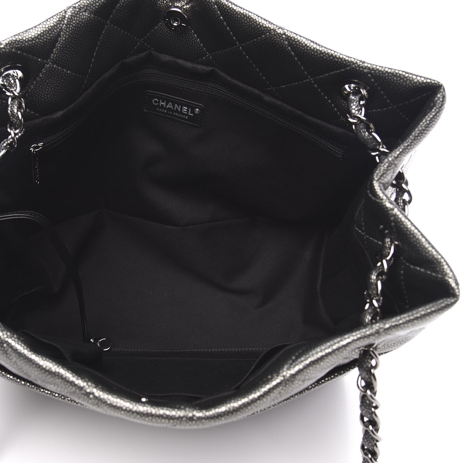 Chanel Metallic Caviar Quilted CC Timeless Tote Dark Silver 5 of 10