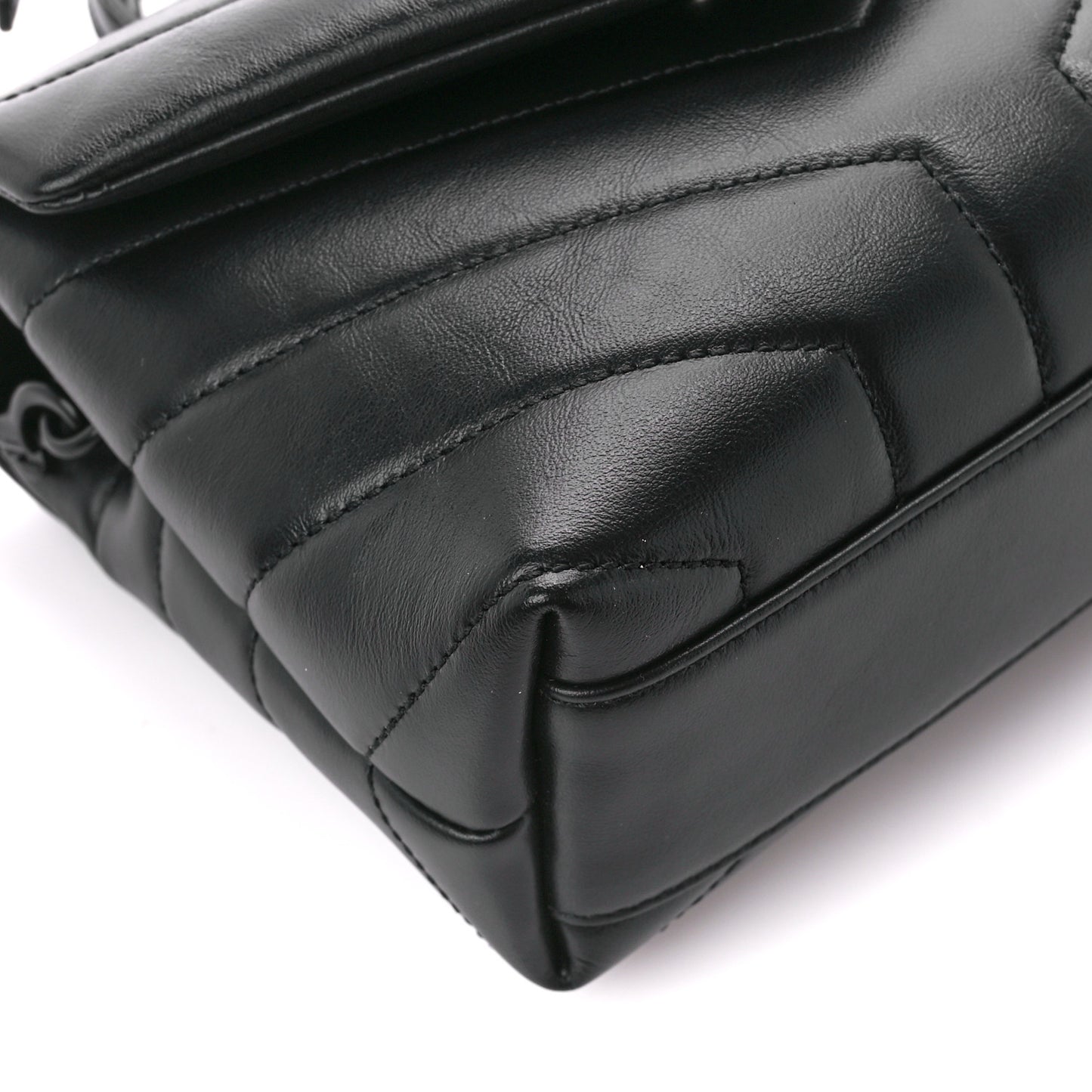 Calfskin Y Quilted Monogram Monochrome Toy Loulou Crossbody Bag Black