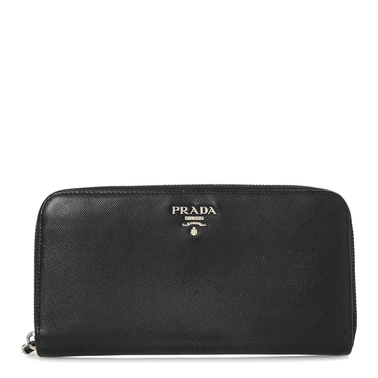 Saffiano Metal Zip Around Wallet Black
