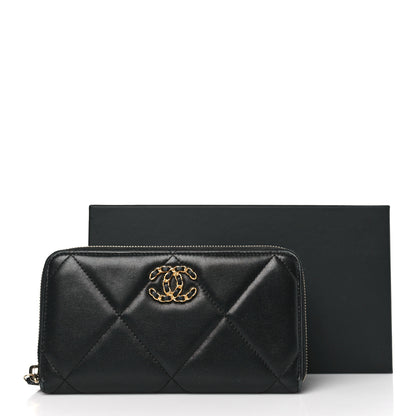 Chanel Lambskin Quilted 19 Long Zipped Around Wallet Black 10 of 10